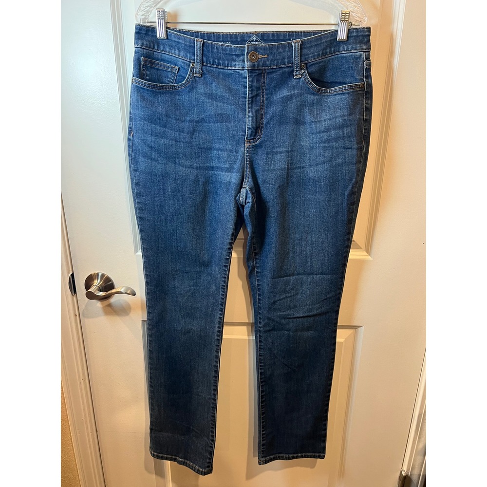 St. John's Bay Womens Straight Leg Jeans Medium Wash Blue Size 12